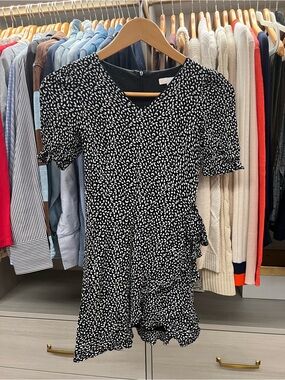 GB girls Black Dress with White Leaf Print